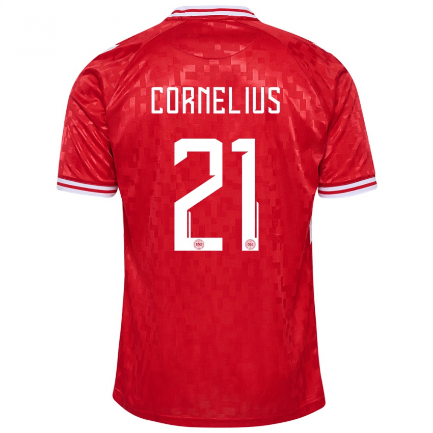 Niño Camiseta Dinamarca Andreas Cornelius #21 Rojo 1ª Equipación 24-26 La Camisa