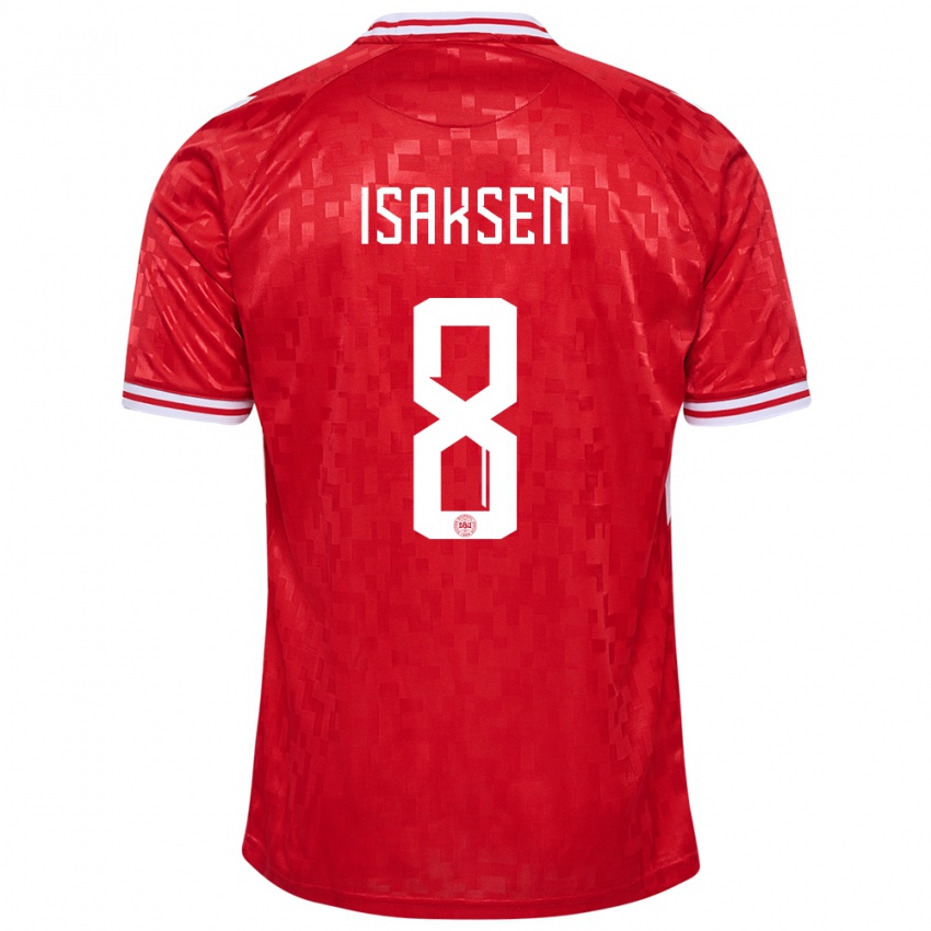 Niño Camiseta Dinamarca Gustav Isaksen #8 Rojo 1ª Equipación 24-26 La Camisa