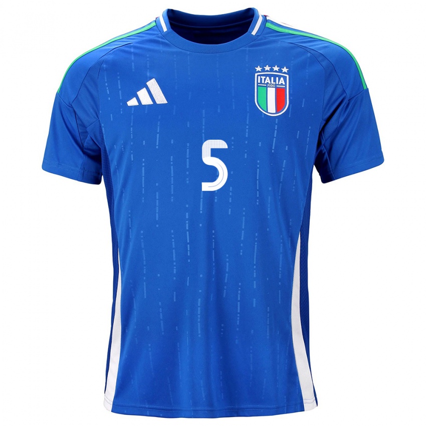 Niño Camiseta Italia Riccardo Calafiori #5 Azul 1ª Equipación 24-26 La Camisa