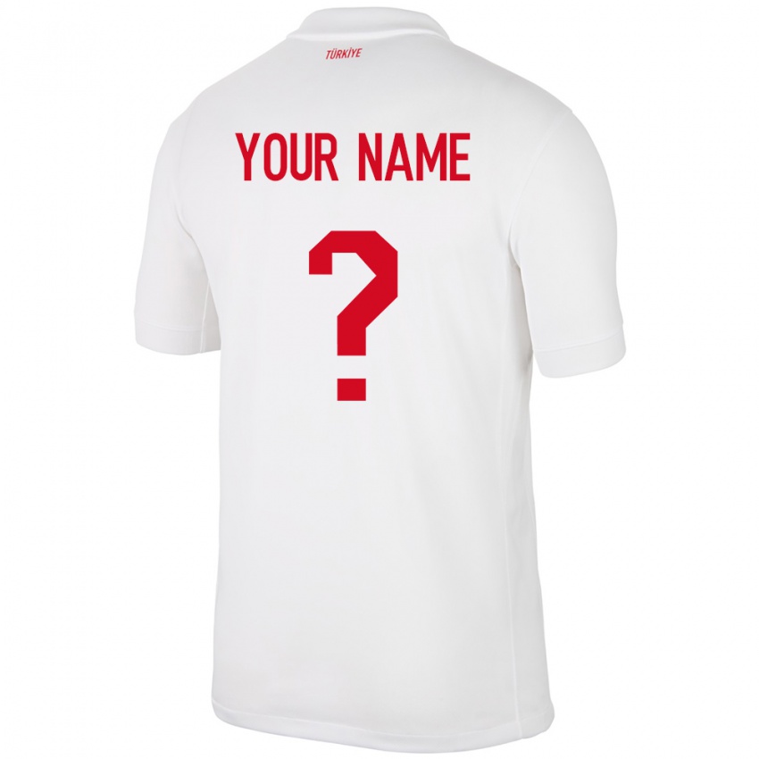 Niño Camiseta Turquía Su Nombre #0 Blanco 1ª Equipación 24-26 La Camisa