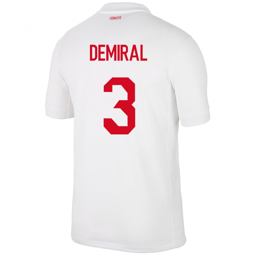 Niño Camiseta Turquía Merih Demiral #3 Blanco 1ª Equipación 24-26 La Camisa