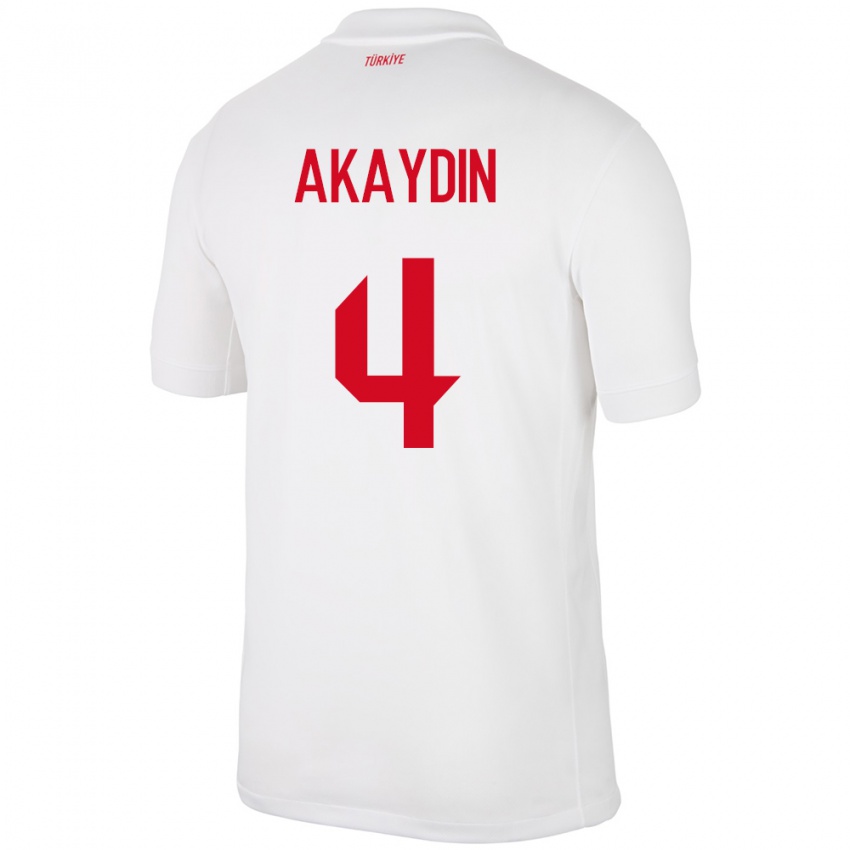 Niño Camiseta Turquía Samet Akaydin #4 Blanco 1ª Equipación 24-26 La Camisa