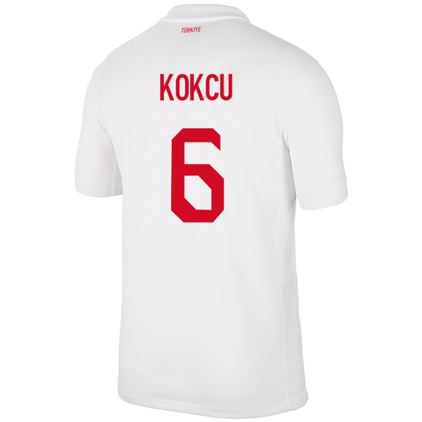 Niño Camiseta Turquía Orkun Kökçü #6 Blanco 1ª Equipación 24-26 La Camisa