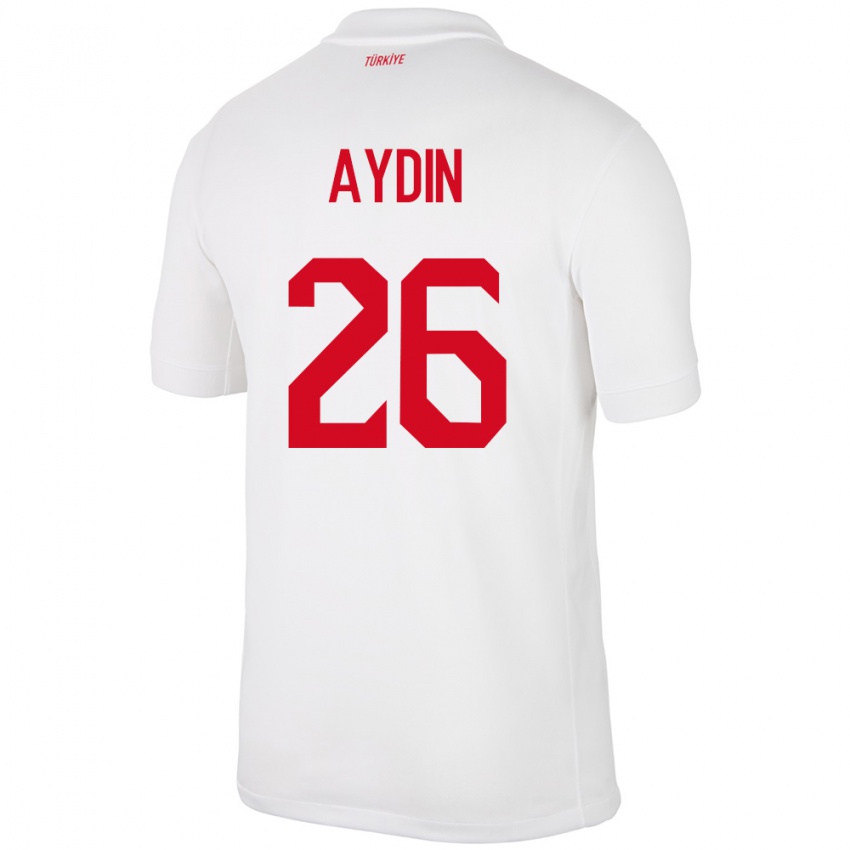 Niño Camiseta Turquía Oğuz Aydın #26 Blanco 1ª Equipación 24-26 La Camisa