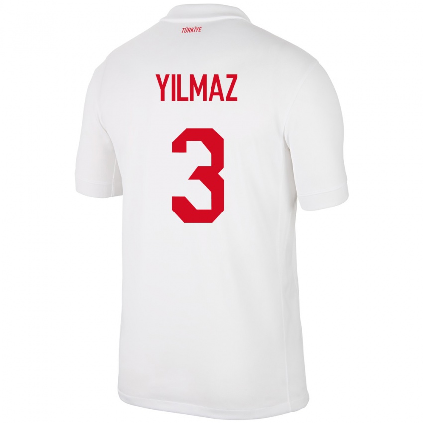 Niño Camiseta Turquía Berkay Yılmaz #3 Blanco 1ª Equipación 24-26 La Camisa