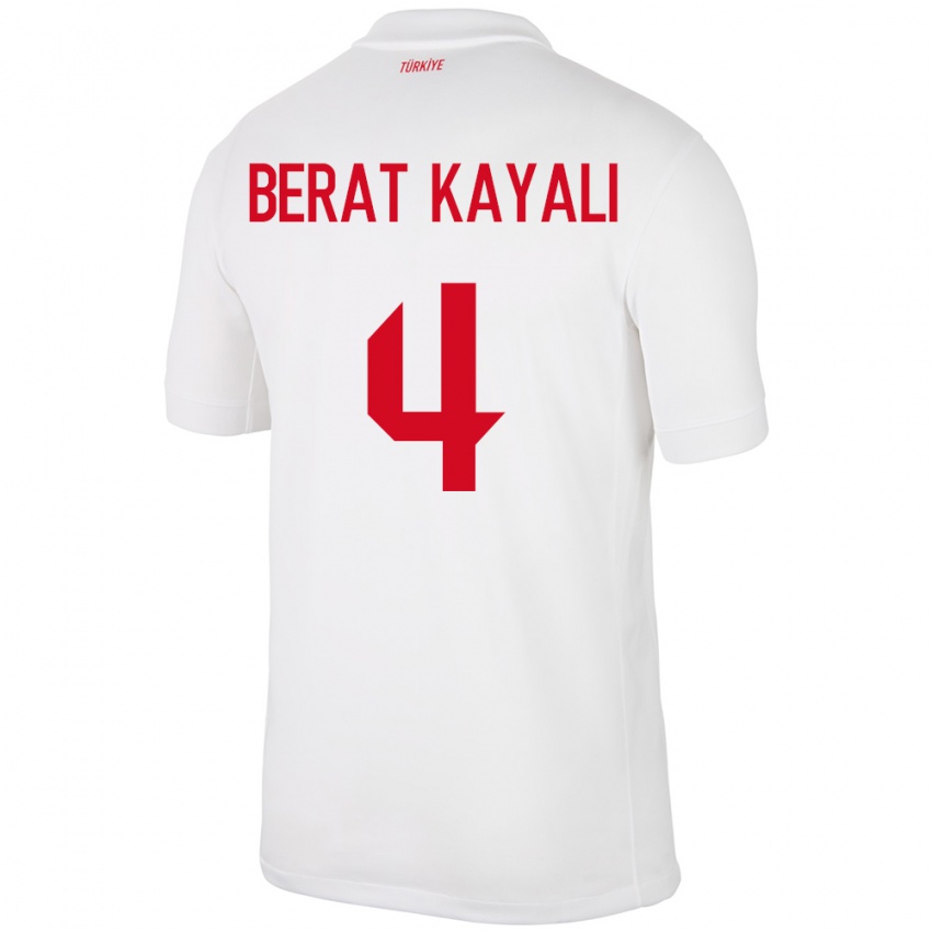 Niño Camiseta Turquía Hasan Berat Kayalı #4 Blanco 1ª Equipación 24-26 La Camisa