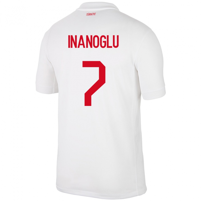 Niño Camiseta Turquía Kaan İnanoğlu #7 Blanco 1ª Equipación 24-26 La Camisa