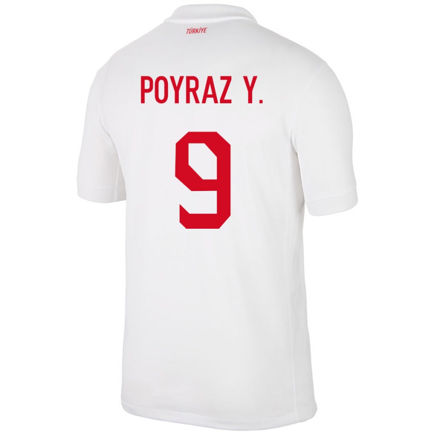 Niño Camiseta Turquía Poyraz Yıldırım #9 Blanco 1ª Equipación 24-26 La Camisa