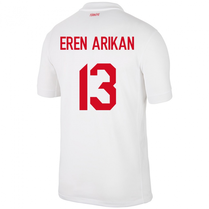 Niño Camiseta Turquía Muhammed Eren Arıkan #13 Blanco 1ª Equipación 24-26 La Camisa