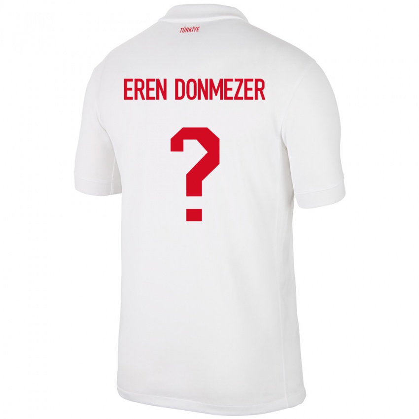 Niño Camiseta Turquía Deniz Eren Dönmezer #0 Blanco 1ª Equipación 24-26 La Camisa