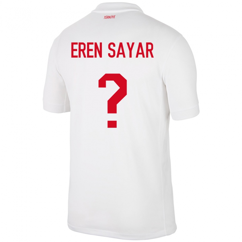 Niño Camiseta Turquía Emin Eren Sayar #0 Blanco 1ª Equipación 24-26 La Camisa