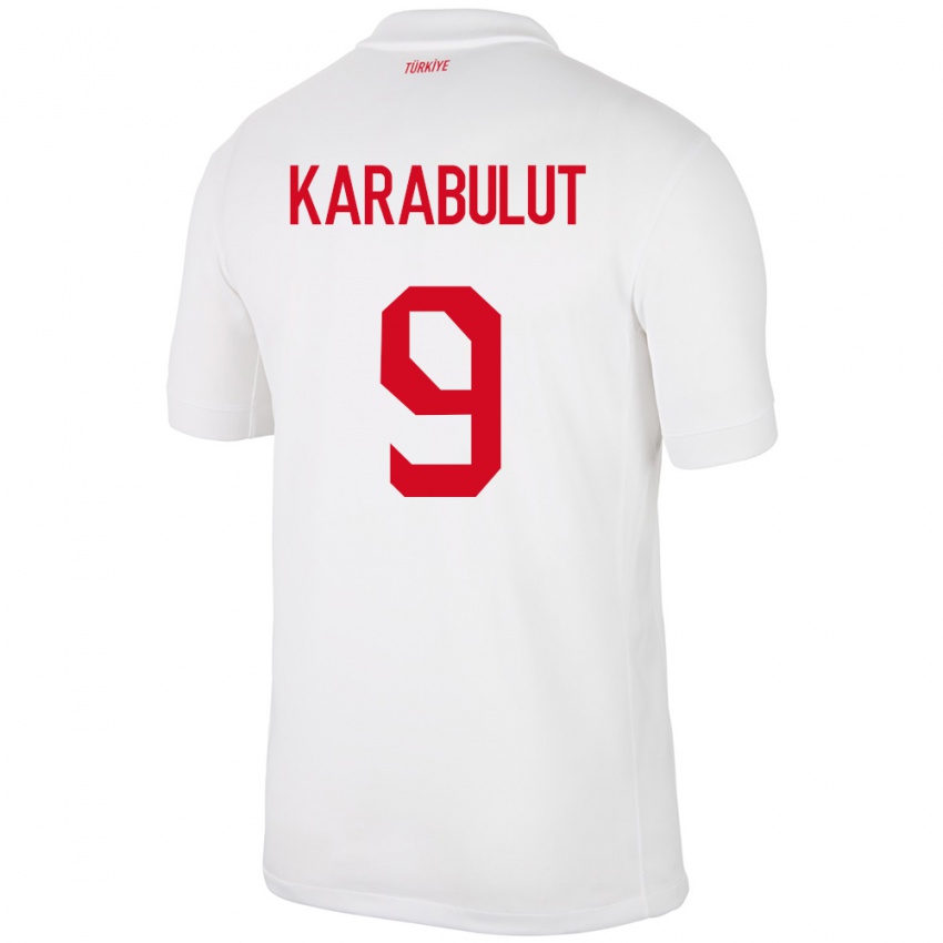 Niño Camiseta Turquía Arzu Karabulut #9 Blanco 1ª Equipación 24-26 La Camisa