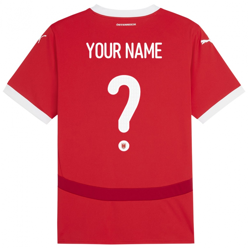 Niño Camiseta Austria Su Nombre #0 Rojo 1ª Equipación 24-26 La Camisa