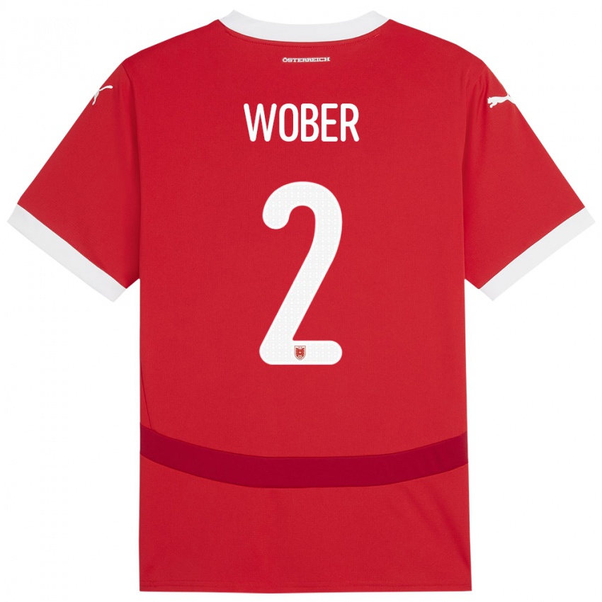 Niño Camiseta Austria Maximilian Wöber #2 Rojo 1ª Equipación 24-26 La Camisa