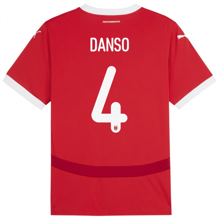 Niño Camiseta Austria Kevin Danso #4 Rojo 1ª Equipación 24-26 La Camisa