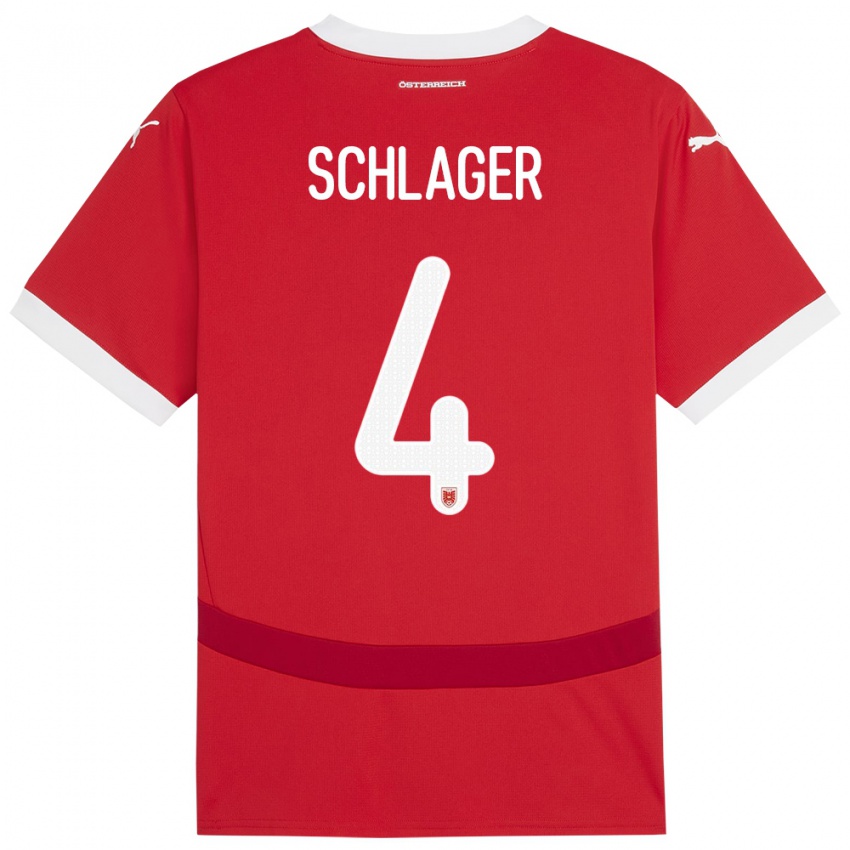 Niño Camiseta Austria Xaver Schlager #4 Rojo 1ª Equipación 24-26 La Camisa