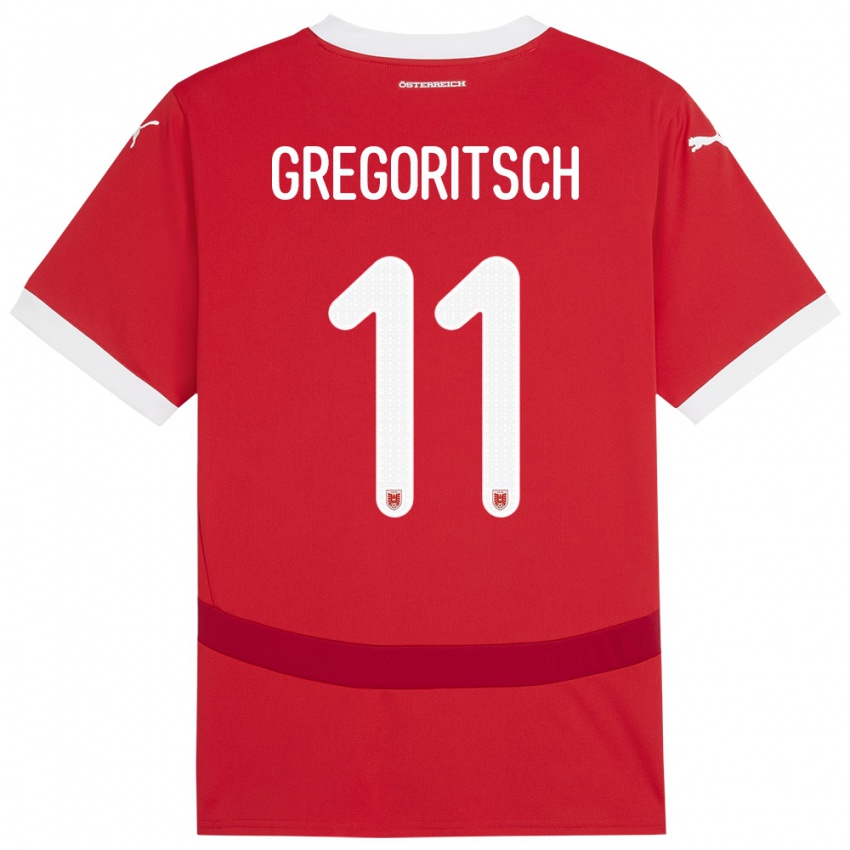 Niño Camiseta Austria Michael Gregoritsch #11 Rojo 1ª Equipación 24-26 La Camisa