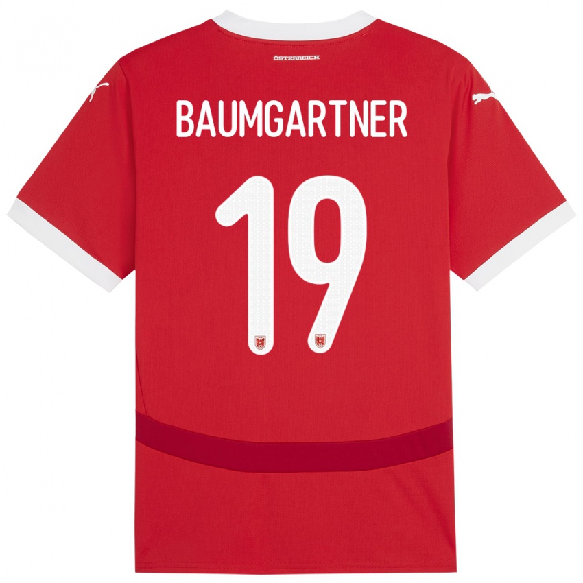 Niño Camiseta Austria Christoph Baumgartner #19 Rojo 1ª Equipación 24-26 La Camisa