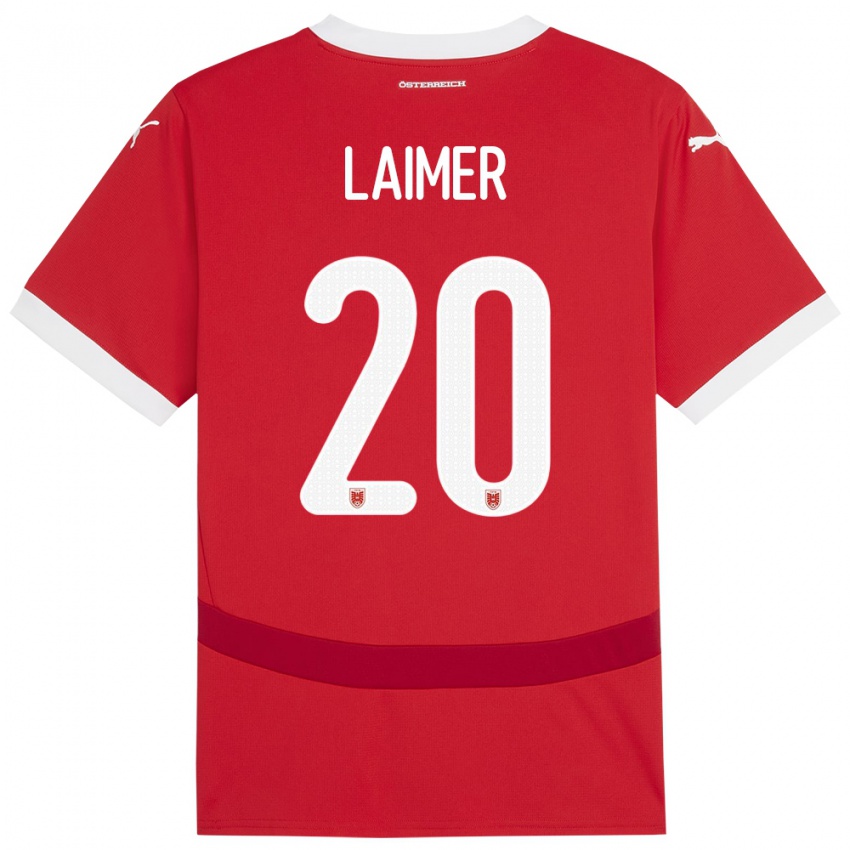 Niño Camiseta Austria Konrad Laimer #20 Rojo 1ª Equipación 24-26 La Camisa