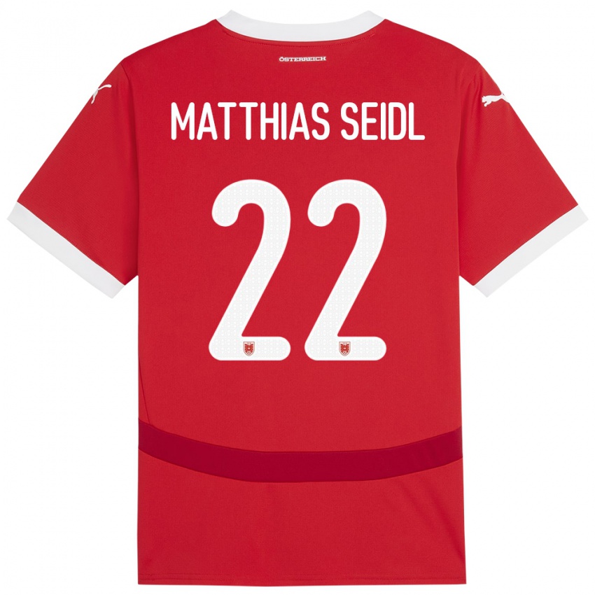 Niño Camiseta Austria Matthias Seidl #22 Rojo 1ª Equipación 24-26 La Camisa