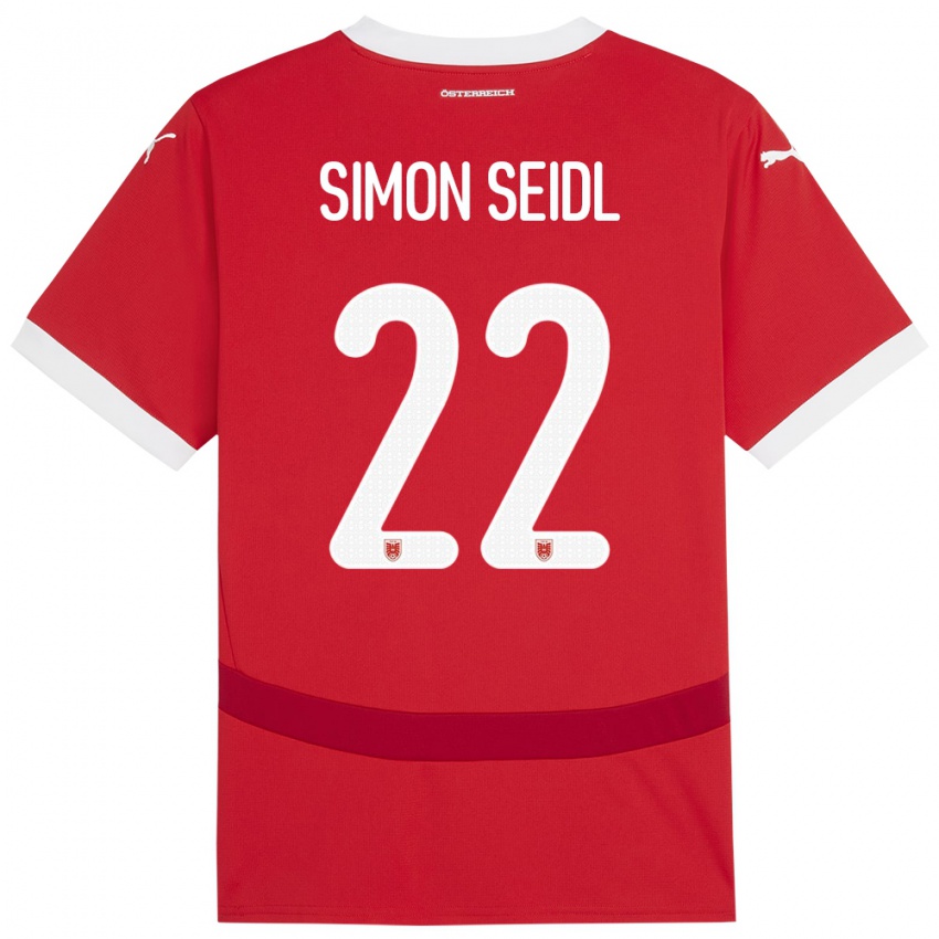 Niño Camiseta Austria Simon Seidl #22 Rojo 1ª Equipación 24-26 La Camisa