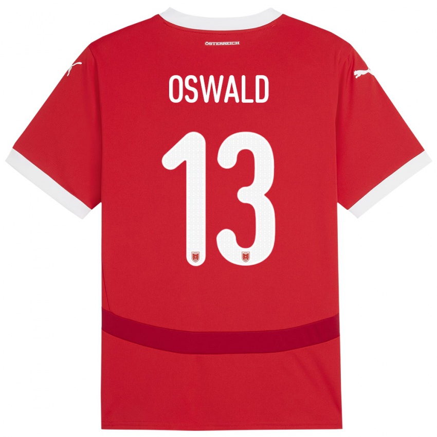 Niño Camiseta Austria Moritz Oswald #13 Rojo 1ª Equipación 24-26 La Camisa