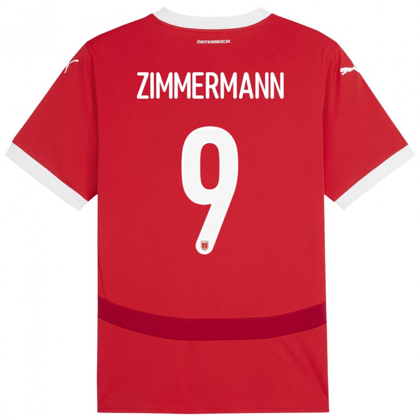 Niño Camiseta Austria Bernhard Zimmermann #9 Rojo 1ª Equipación 24-26 La Camisa