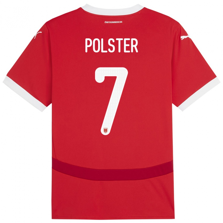 Niño Camiseta Austria Manuel Polster #7 Rojo 1ª Equipación 24-26 La Camisa