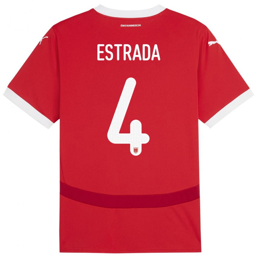 Niño Camiseta Austria Pascal Estrada #4 Rojo 1ª Equipación 24-26 La Camisa