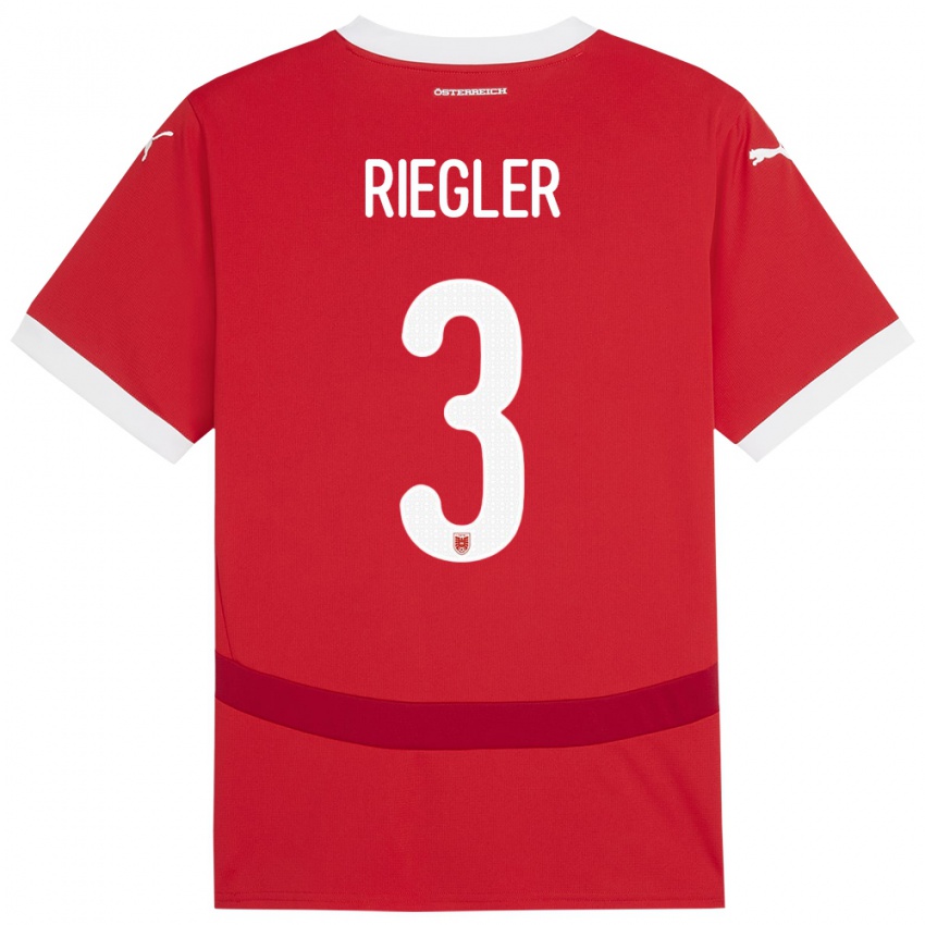 Niño Camiseta Austria David Riegler #3 Rojo 1ª Equipación 24-26 La Camisa