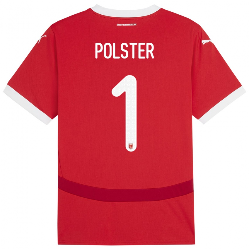 Niño Camiseta Austria Nikolas Polster #1 Rojo 1ª Equipación 24-26 La Camisa