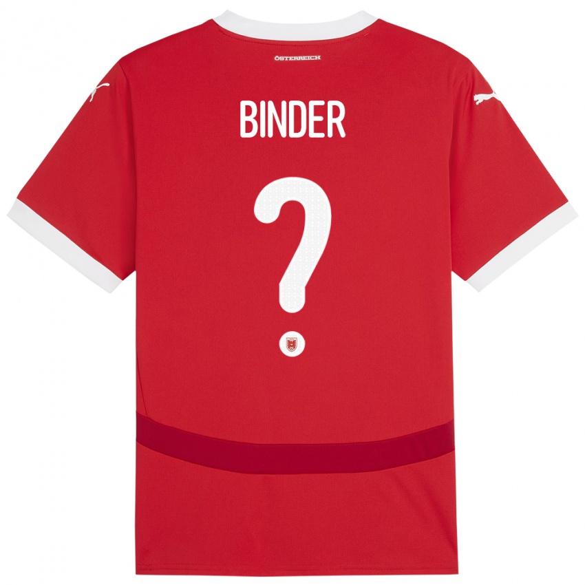 Niño Camiseta Austria Nicolas Binder #0 Rojo 1ª Equipación 24-26 La Camisa