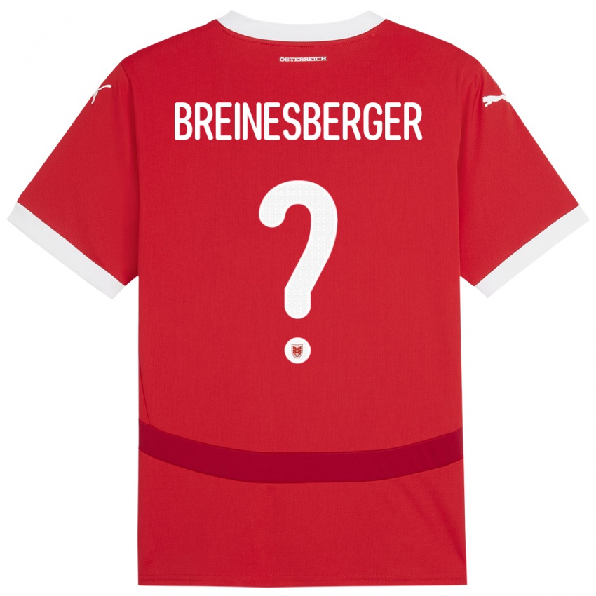 Niño Camiseta Austria Christoph Breinesberger #0 Rojo 1ª Equipación 24-26 La Camisa