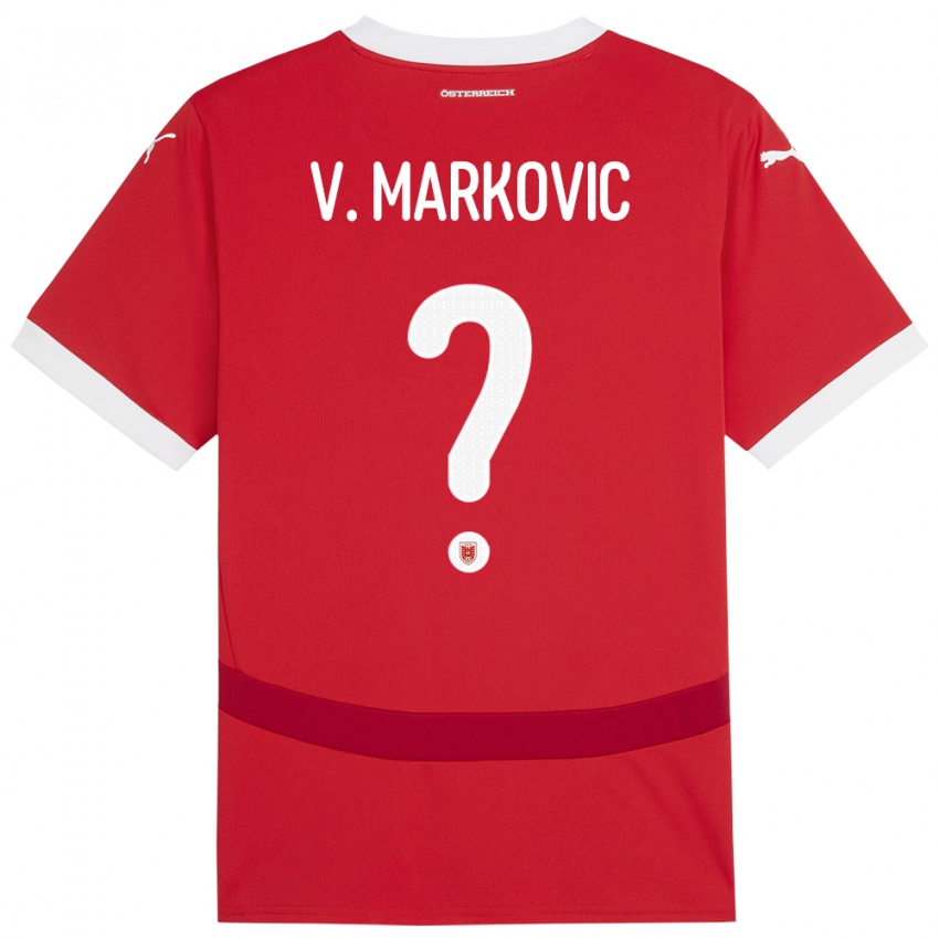 Niño Camiseta Austria Vasilije Markovic #0 Rojo 1ª Equipación 24-26 La Camisa