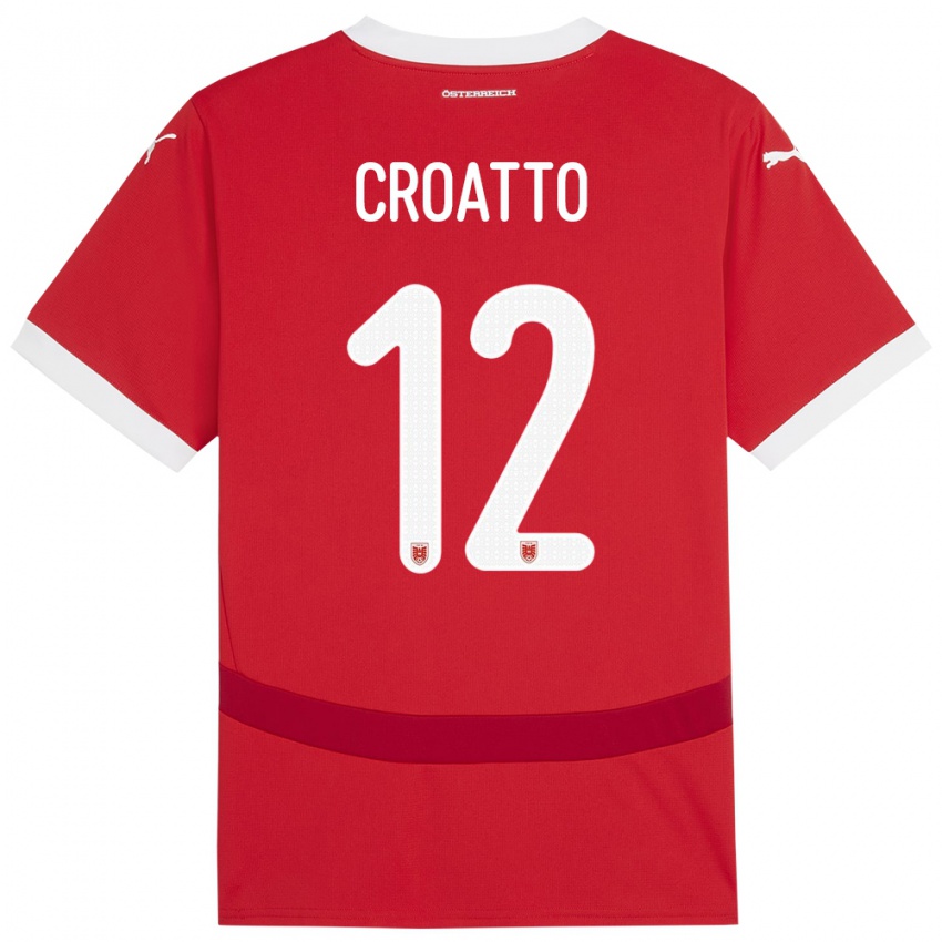 Niño Camiseta Austria Michela Croatto #12 Rojo 1ª Equipación 24-26 La Camisa