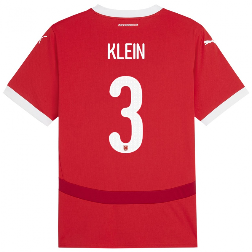 Niño Camiseta Austria Jennifer Klein #3 Rojo 1ª Equipación 24-26 La Camisa