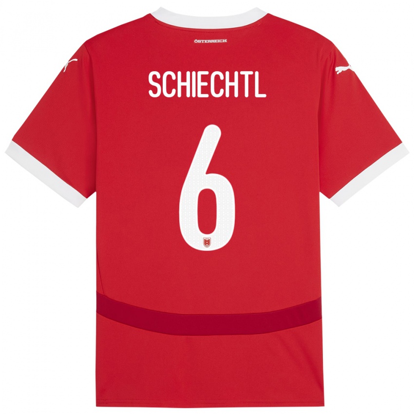 Niño Camiseta Austria Katharina Schiechtl #6 Rojo 1ª Equipación 24-26 La Camisa