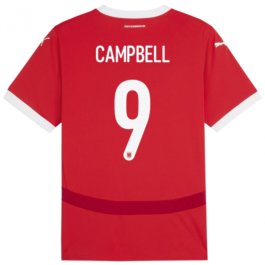 Niño Camiseta Austria Eileen Campbell #9 Rojo 1ª Equipación 24-26 La Camisa