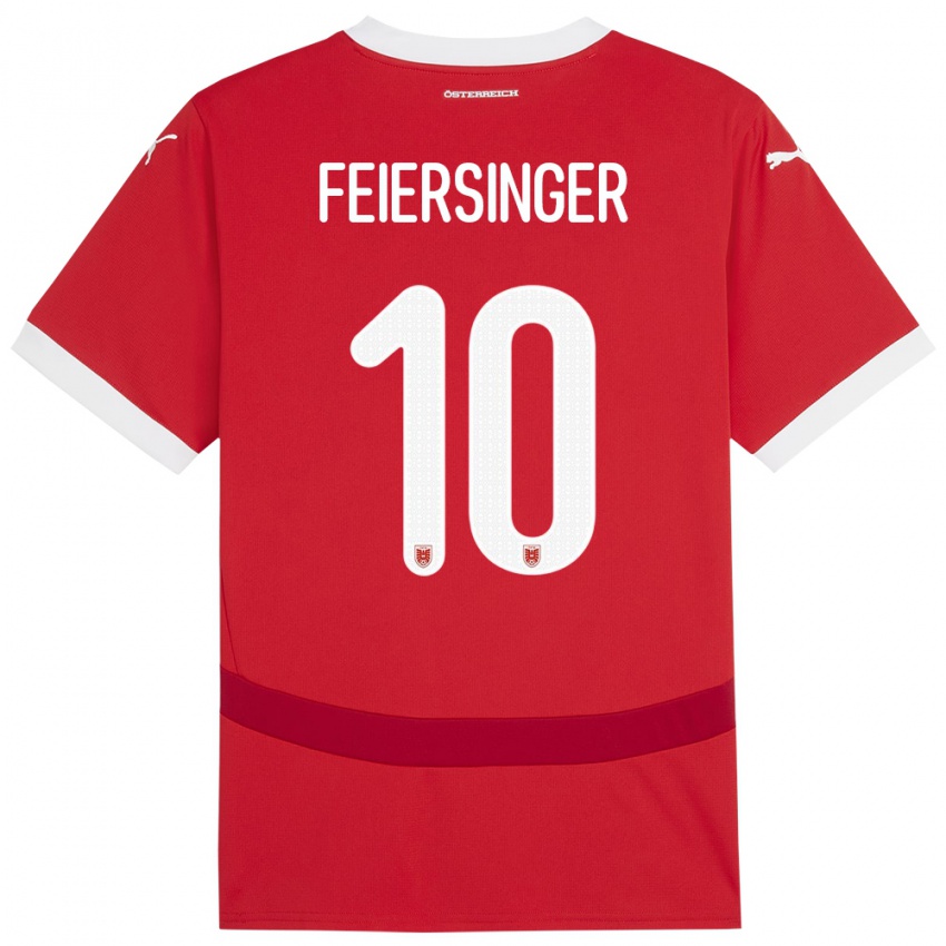 Niño Camiseta Austria Laura Feiersinger #10 Rojo 1ª Equipación 24-26 La Camisa