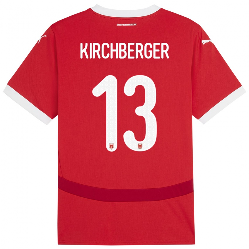 Niño Camiseta Austria Virginia Kirchberger #13 Rojo 1ª Equipación 24-26 La Camisa