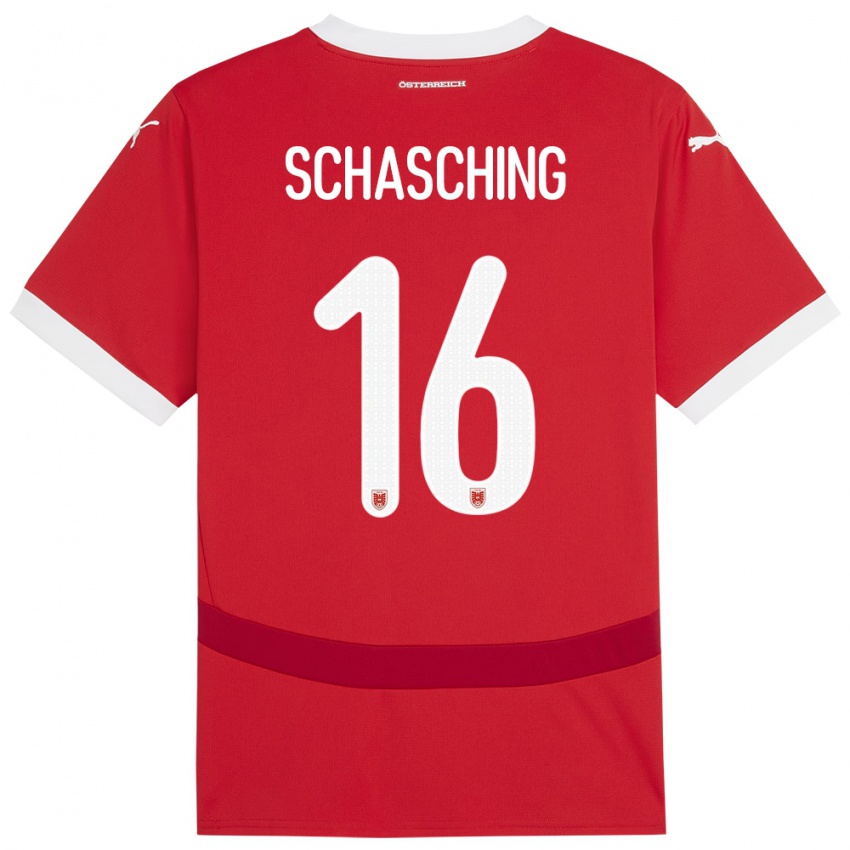 Niño Camiseta Austria Annabel Schasching #16 Rojo 1ª Equipación 24-26 La Camisa