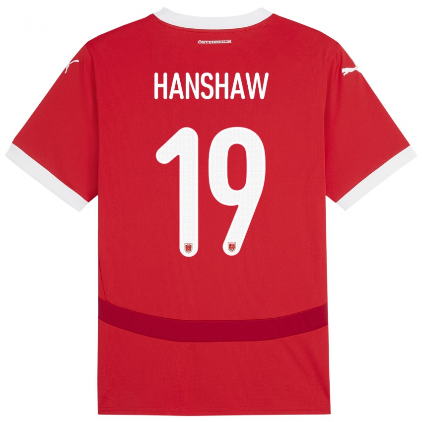 Niño Camiseta Austria Verena Hanshaw #19 Rojo 1ª Equipación 24-26 La Camisa