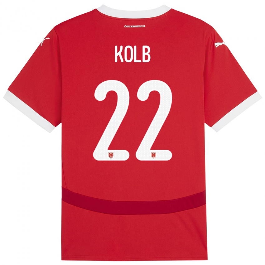 Niño Camiseta Austria Lisa Kolb #22 Rojo 1ª Equipación 24-26 La Camisa