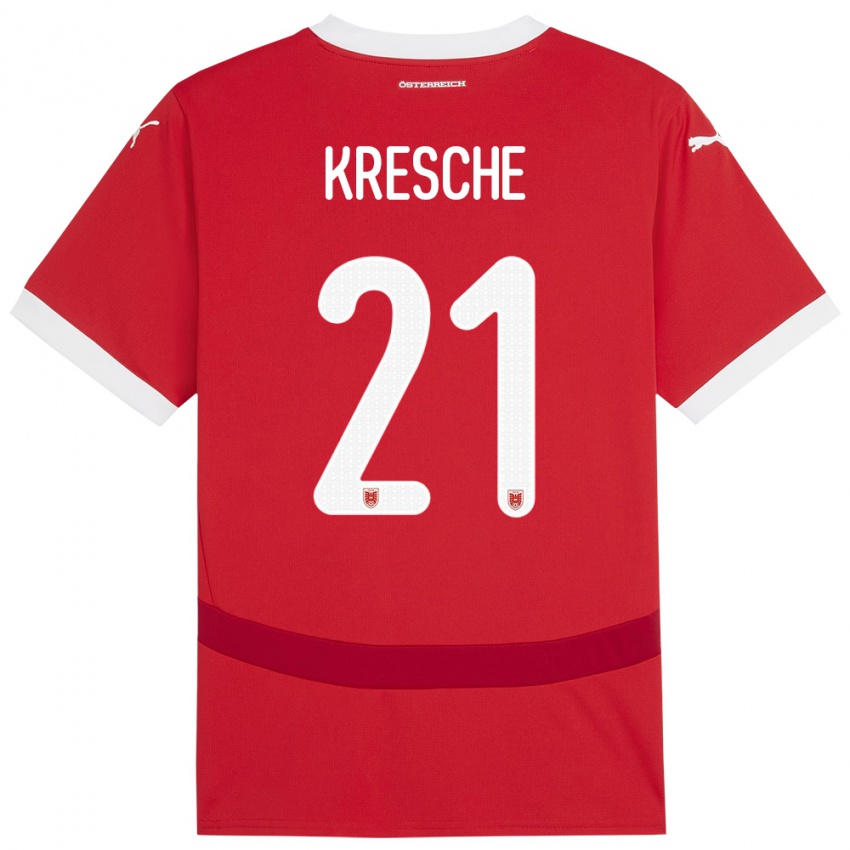 Niño Camiseta Austria Isabella Kresche #21 Rojo 1ª Equipación 24-26 La Camisa