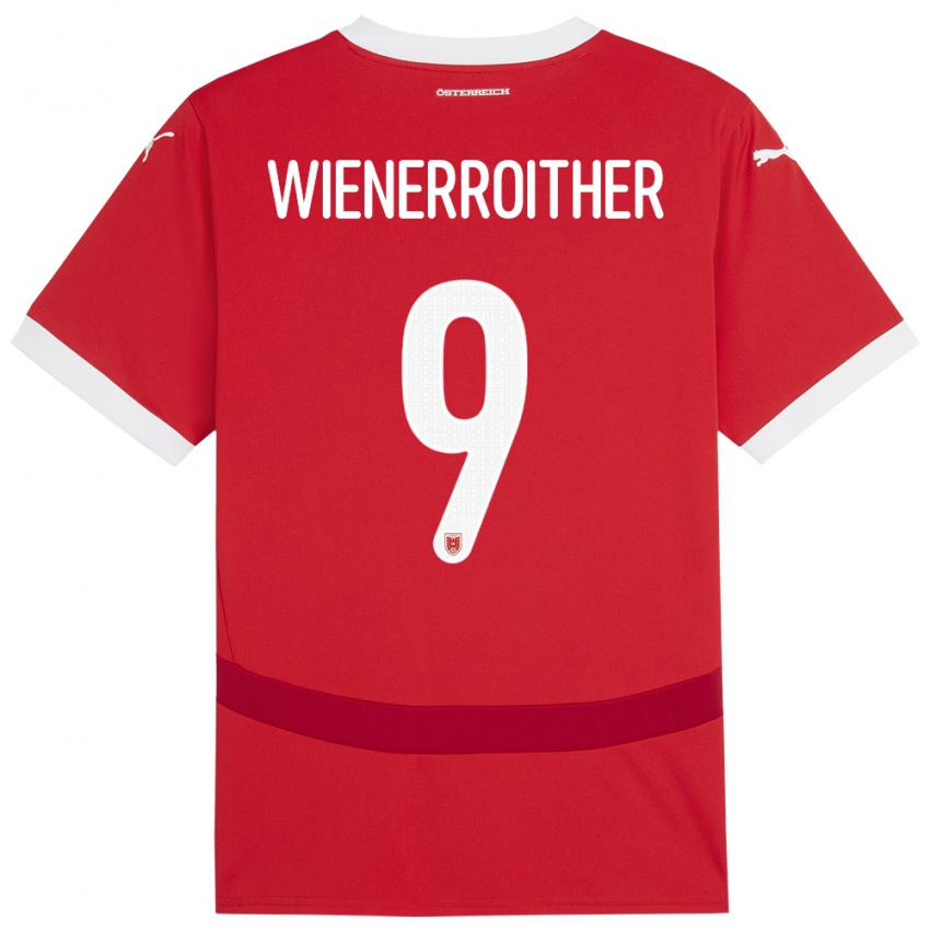 Niño Camiseta Austria Katja Wienerroither #9 Rojo 1ª Equipación 24-26 La Camisa