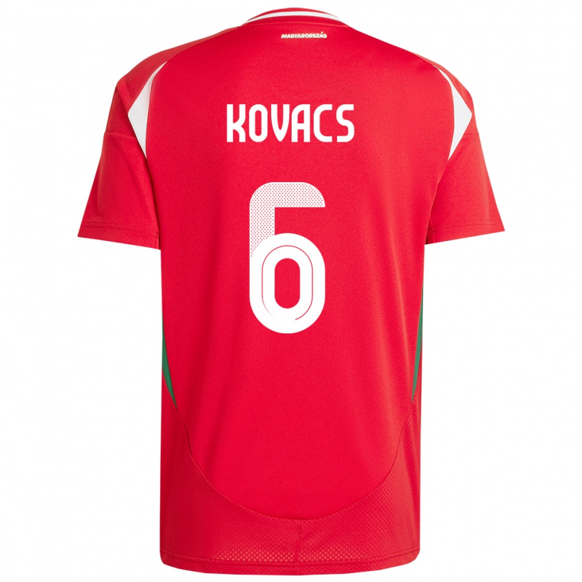 Niño Camiseta Hungría Noel Kovács #6 Rojo 1ª Equipación 24-26 La Camisa