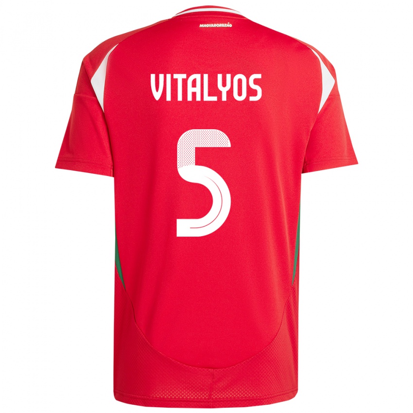 Niño Camiseta Hungría Viktor Vitályos #5 Rojo 1ª Equipación 24-26 La Camisa