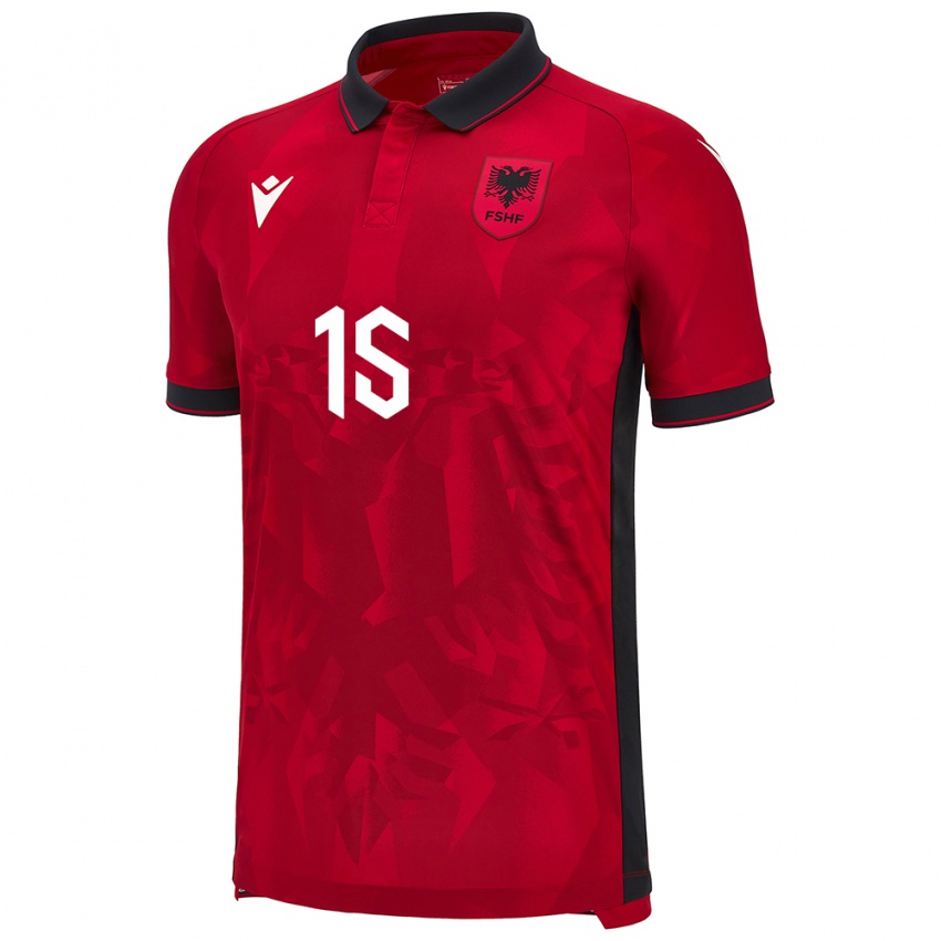 Niño Camiseta Albania Enea Elmazi #15 Rojo 1ª Equipación 24-26 La Camisa