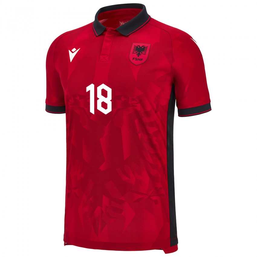 Niño Camiseta Albania Mattia Huqi #18 Rojo 1ª Equipación 24-26 La Camisa