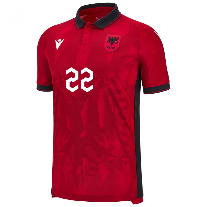 Niño Camiseta Albania Mikaela Metalla #22 Rojo 1ª Equipación 24-26 La Camisa